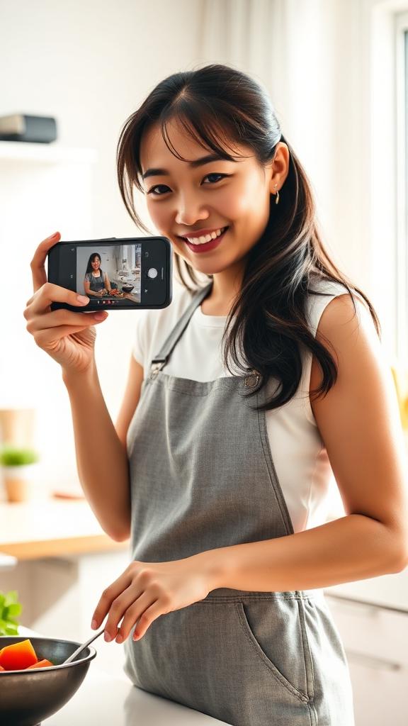 Maya Chen creating content